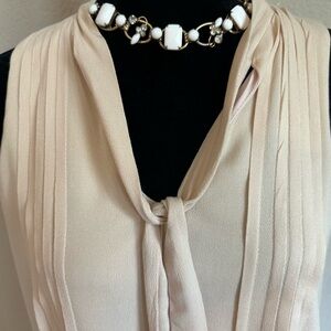 Entro Cream/Beige Dress with Tie Neck, Size S